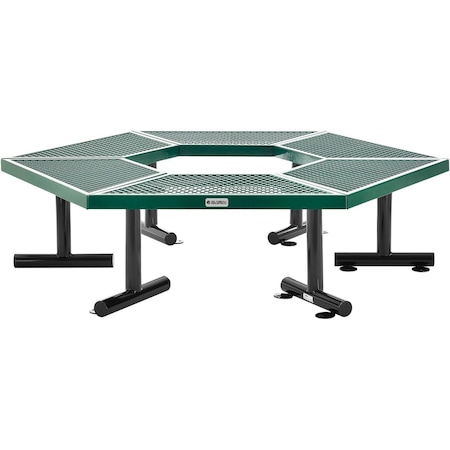 Global Industrial Hexagon Outdoor Tree Bench, Expanded Metal, 73L x 63W x 18H, Green 277530GN